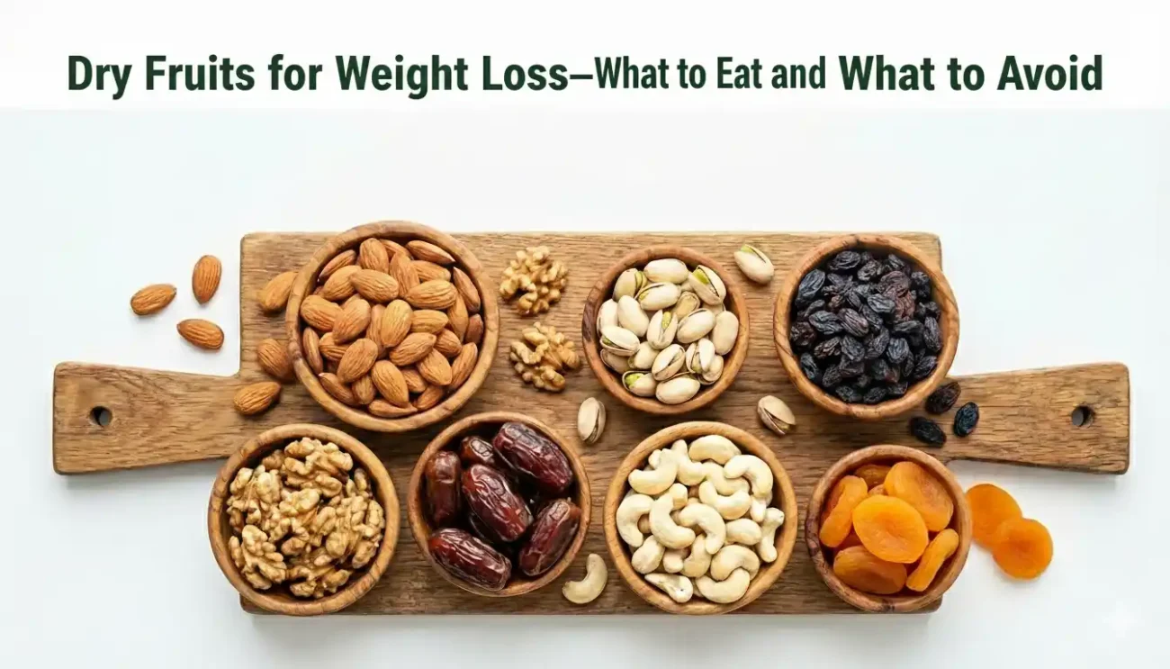 dry fruits for weight loss top view almonds walnuts pistachios raisins dates