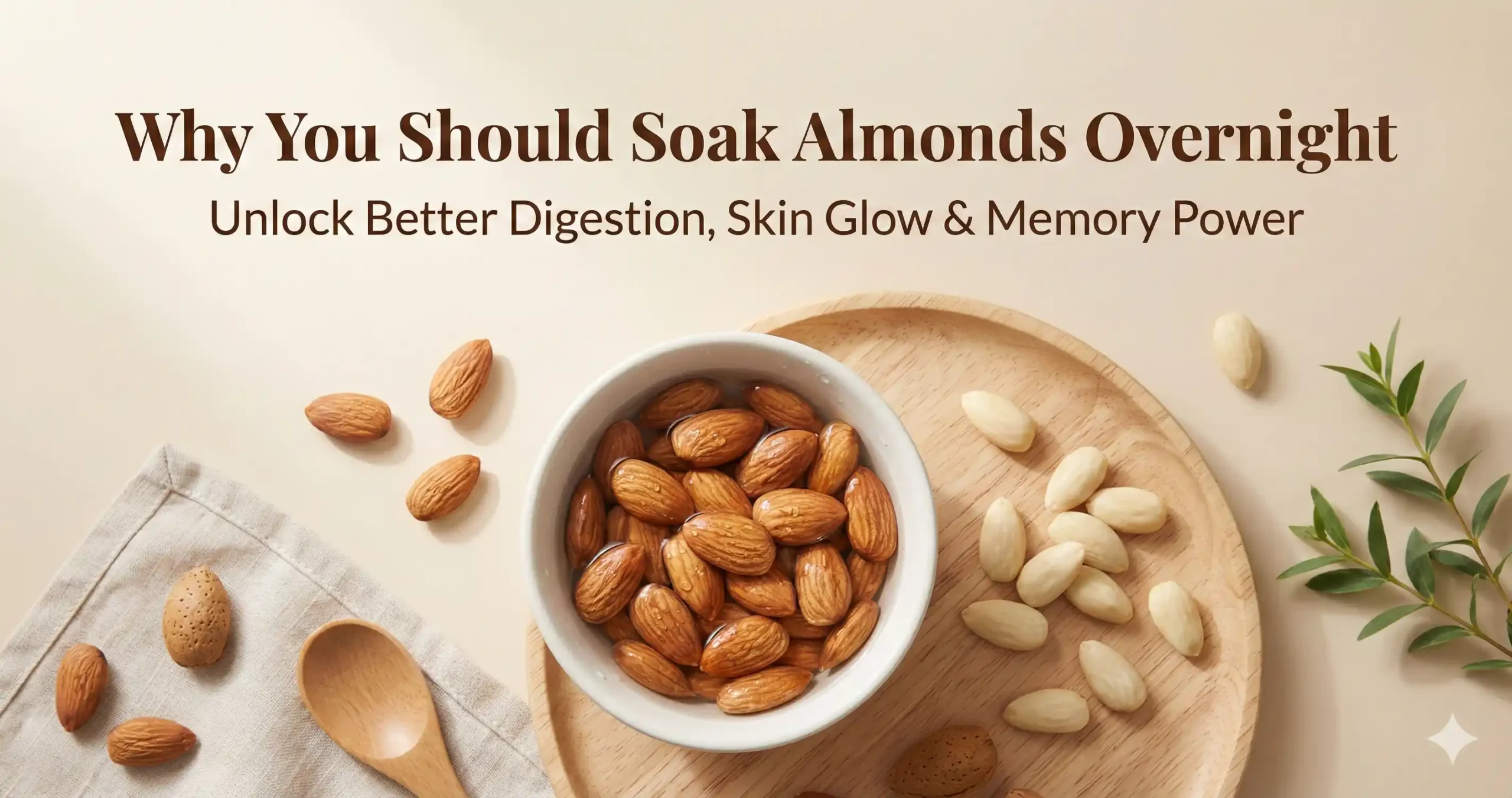 Why you should soak almonds overnight — soaked almonds benefits with peeled almonds in a bowl